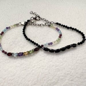 Bundle of two crystal bracelets in 925 sterling silver